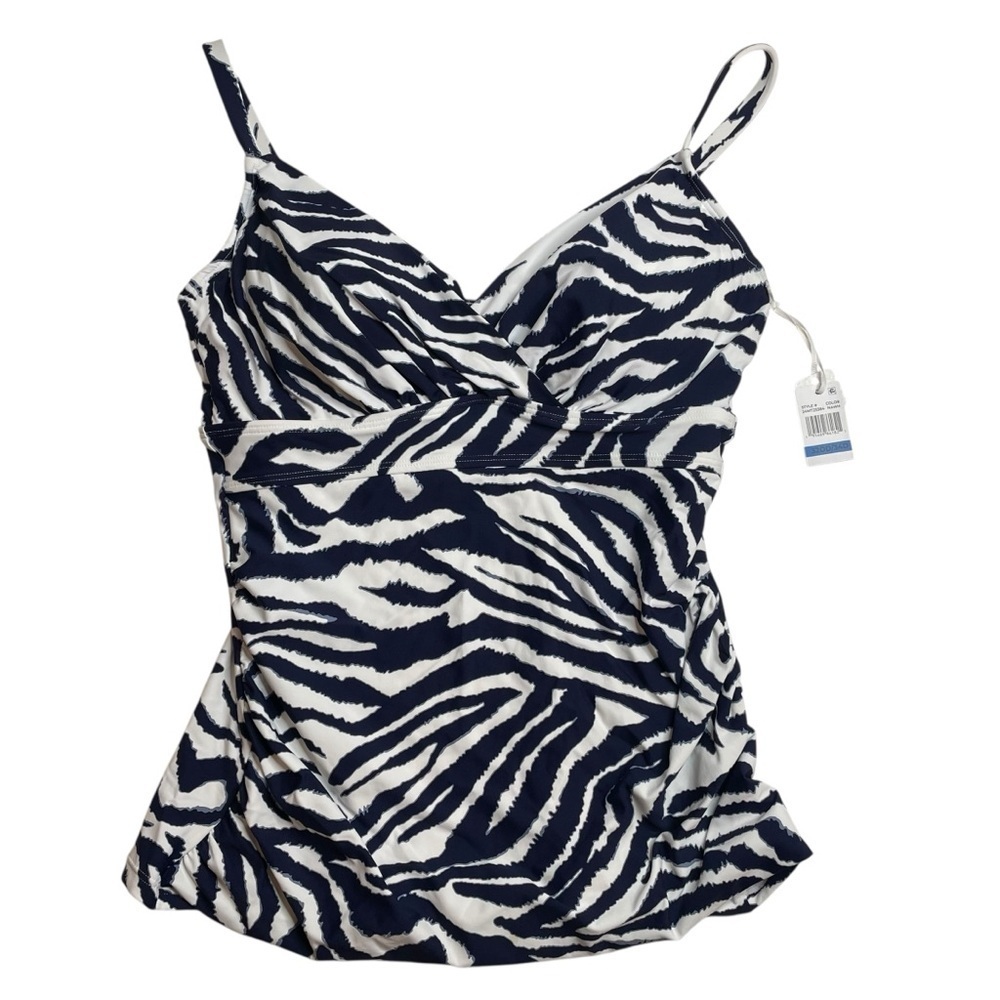 Anne Cole Zebra Shadow Twist Front Underwire Tankini Swim Top 32DD/34D New